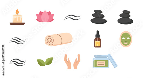 Spa and wellness icons set collection.