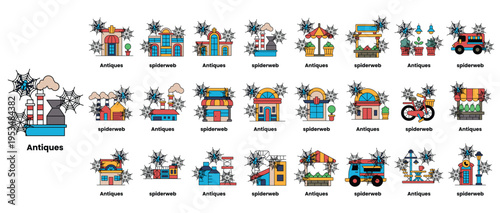 Tiny homes, trucks, and bikes nestled in frosty branches