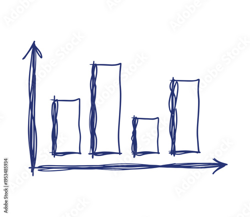 Vector bar graph with four bars of varying heights indicates financial fluctuations over time