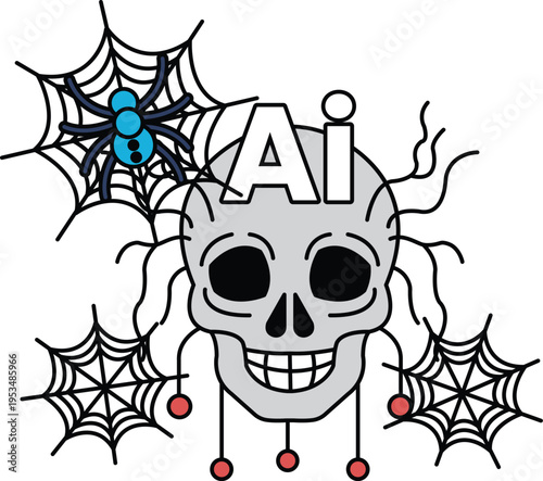 Black and white skull with wide grin