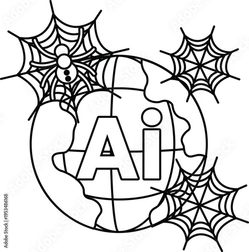 Spiderwebs cradle a globe, symbolizing global reach