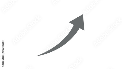 Simple curved arrow pointing upwards, symbolizing growth, progress, improvement, upward trend, and positive direction.