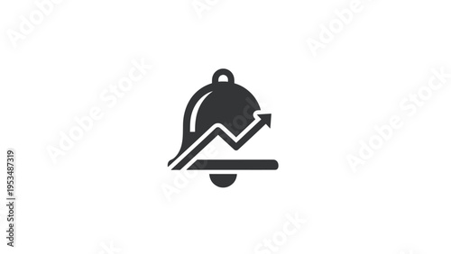 Bell icon with an upward-trending line graph, representing notifications for growth, alerts for positive trends, and market performance.