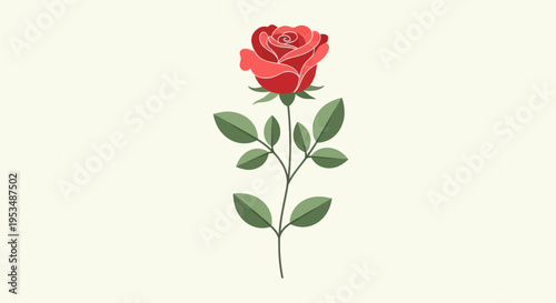 A single red rose flower stem.
