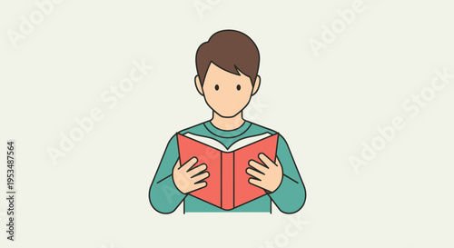 Young boy reading a book.