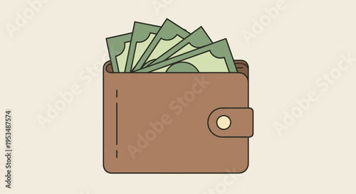 Brown leather wallet with cash.