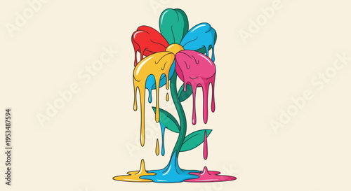 Colorful Melted Painted Flower Design.