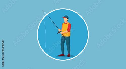 Man holding a fishing rod standing.