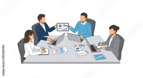 Business people discussing in meeting room.