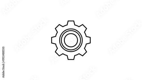 Simple outline of a gear icon, representing settings, mechanisms, process, engineering, and configuration.