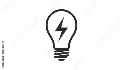 Lightbulb with a lightning bolt inside, symbolizing ideas, innovation, energy, creativity, and bright solutions.