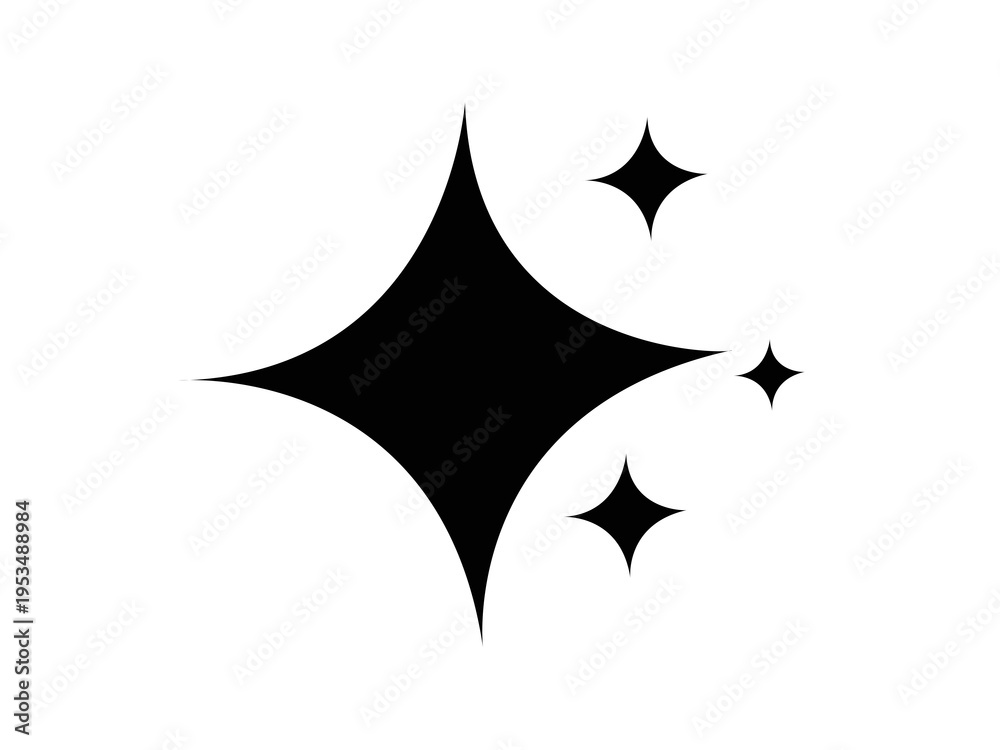 Fototapeta premium Black Sparkle Stars Transparent Background