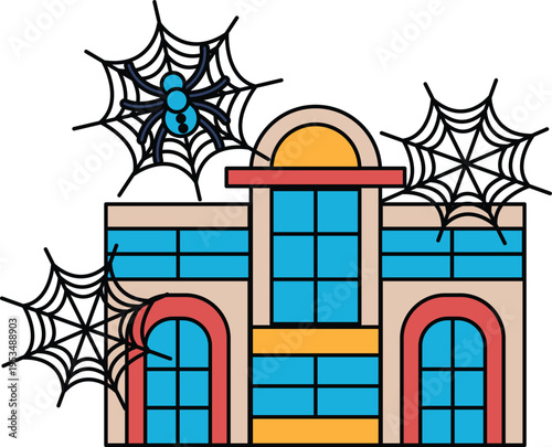 Spooky spiders dangle from intricate webs