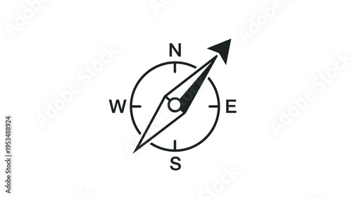 Compass with North, South, East, West markings and a needle pointing northeast, symbolizing direction, navigation, and strategic guidance.