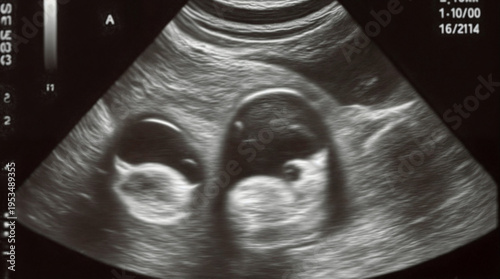 Medical ultrasound scan showing unborn baby prenatal healthcare concept