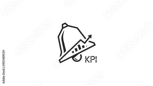 Bell icon with an upward-trending bar chart and "KPI" text, representing performance alerts, key performance indicator monitoring, and business growth.