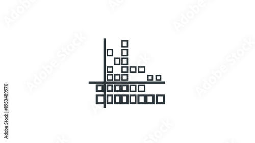 Scatter plot or chart made of small squares arranged on a grid, representing data distribution, statistical analysis, and density visualization.
