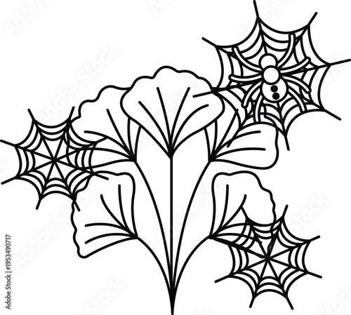 Spiders weave delicate webs among leafy foliage