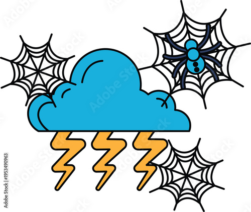 Thunderclouds swirl above spiderwebs