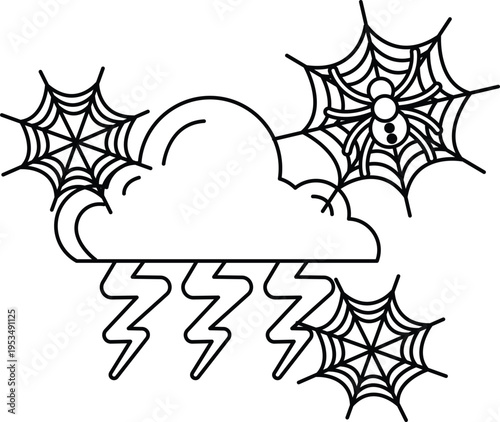 Thunderclouds swirl above spiderwebs