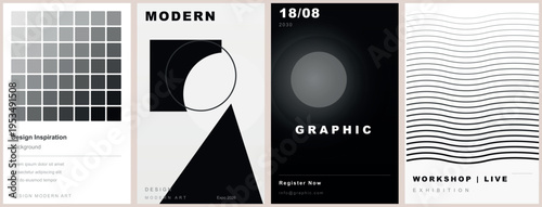 Minimalist Monochrome Abstract Poster Template Set for Modern Graphic Design Exhibition Branding and Workshop Promotion Use