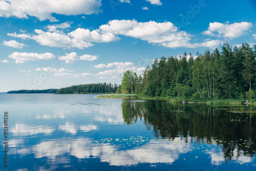 Photography Serene Wilderness Lake with Mirror-Like Reflections, Untouched Alpine Water Surr