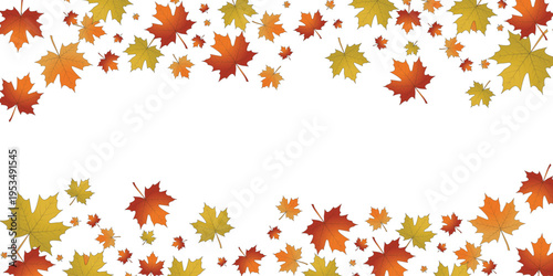 Autumn maple leaves border frame vector illustration