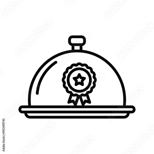 Food Service Excellence Award Icon: Serving Dish with Star Ribbon