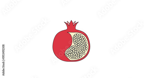 Pomegranate Fruit Cut Open Showing Seeds.