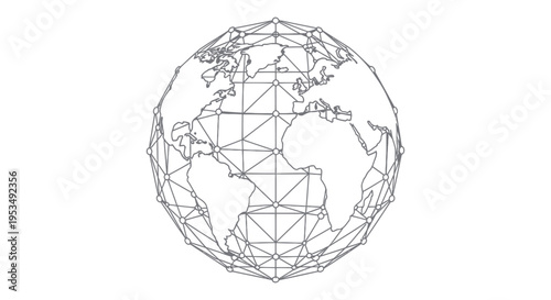 Wireframe illustration of the Earth globe.