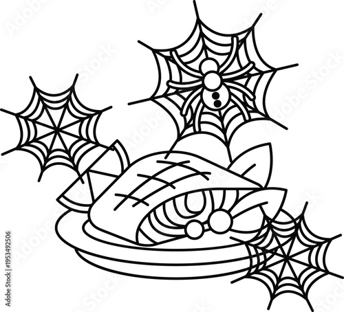 Spooky webs frame a mysterious wrapped item