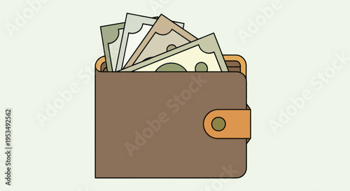 Brown leather wallet with cash.