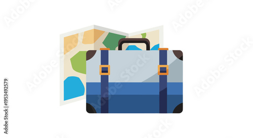 Blue and gray travel luggage briefcase.