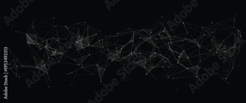 Polygonal mesh wave structure vector with thin lines and nodes minimal tech background composition