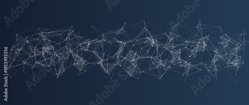 Minimal geometric plexus mesh vector with triangular connections and flowing wave shape on light background
