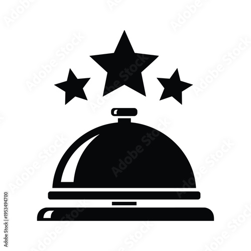 Hotel Bell Icon with Three Stars - Service Excellence