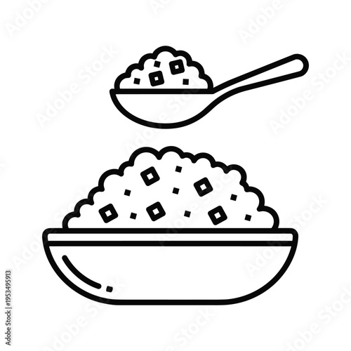 Bowl and Spoon with Rice Icon