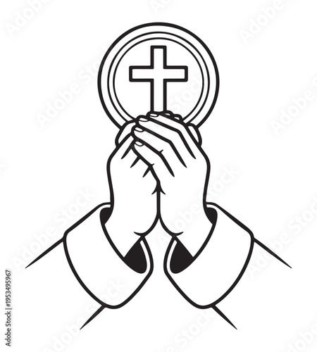 Priest Praying with Cross Icon