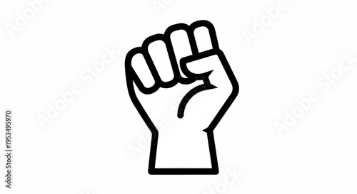 Line art illustration of a clenched fist on a white background, simple black outline.