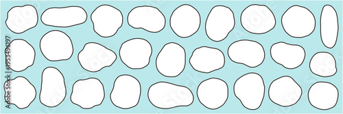 ゆるいフレームのベクターイラストセット。枠、流体シェイプ、曲線