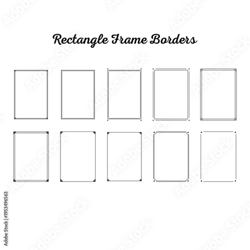 Rectangle Frame Border Set, Minimal Thin Line Portrait Page Border, Star Corner Bracket Diagonal Tab Elegant Frame Clipart, Certificate Invitation Border Design, Vector Illustration