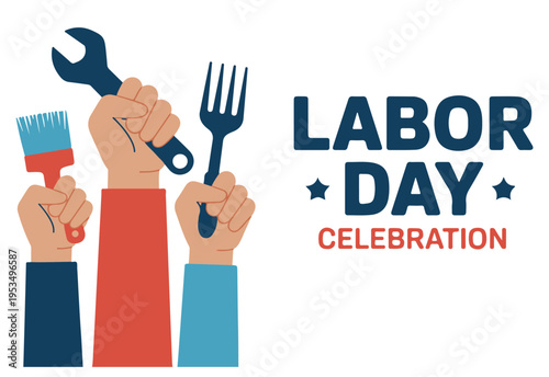 Labor Day Celebration Hands Holding Tools and Utensils