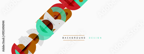 Abstract geometric shapes overlap, creating dynamic colorful background. Minimalist design features text background design.