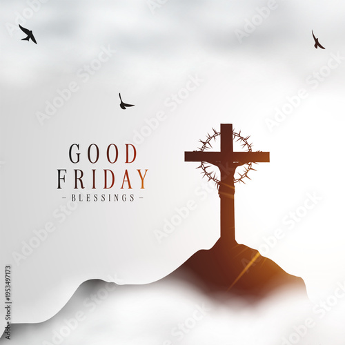 Good friday cultural background for spiritual belief and faith vector. Good Friday post and creatives. Happy Good Friday and Holy Week Flyer Design.