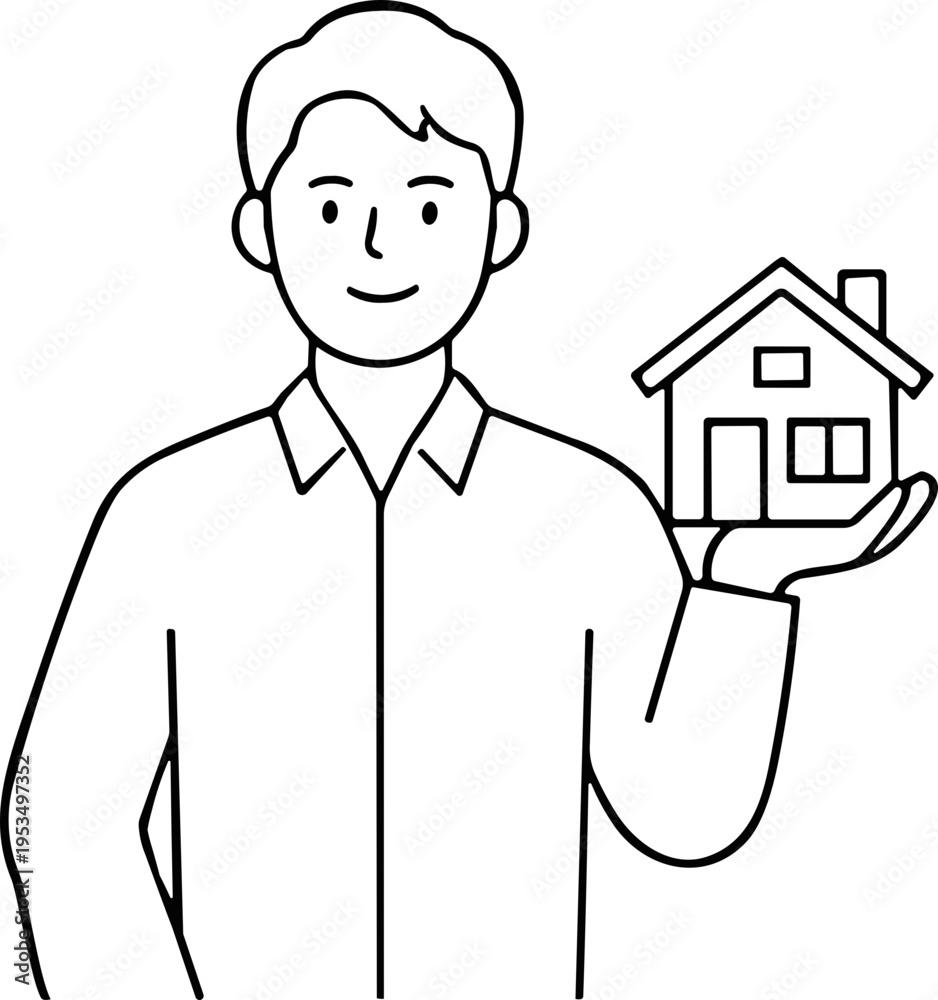 Fototapeta premium real estate agent with house