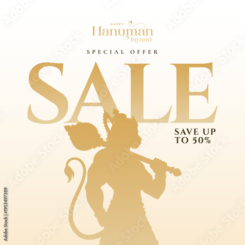 Hanuman jayanti special offer sale banner design for business. Banner design of Hanuman Jayanti Hindu festival sale limited period offer template. 
