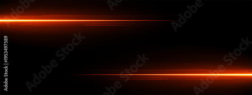 Red Light streaks on dark technology background banner abstract lines. Abstract Red light streaks crossing a dark background forming a horizontal technology banner with glowing neon lines.