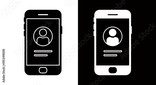 Dual smartphone login screens with user silhouettes, illustrating modern technology and mobile authentication.