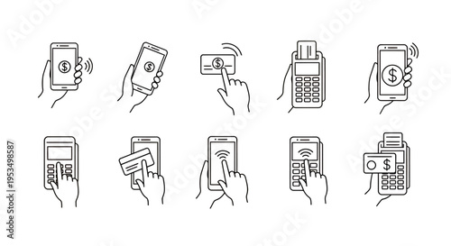 Series of hand-held smartphones and devices showing diverse gestures and usage in digital communication.