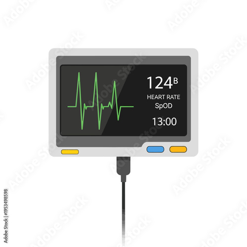 Medical Heart Rate Monitor with EKG Waveform Illustration